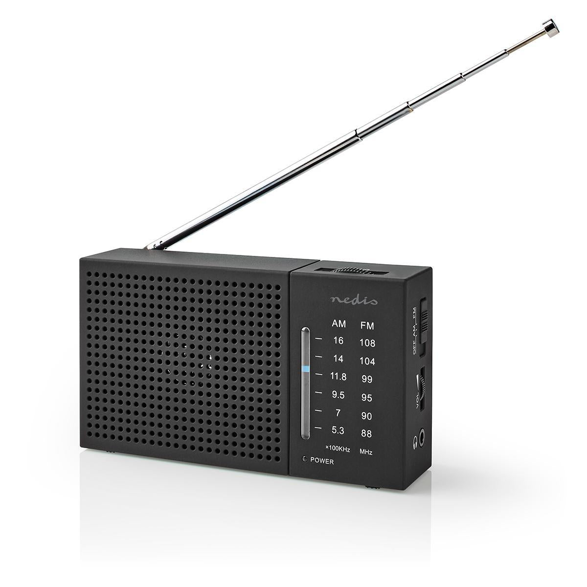 FM Radio | Portable design | AM / FM | Battery powered | Analog | 1.5 W| Black White Screen | Bluetooth® | Headphone jack | Black
