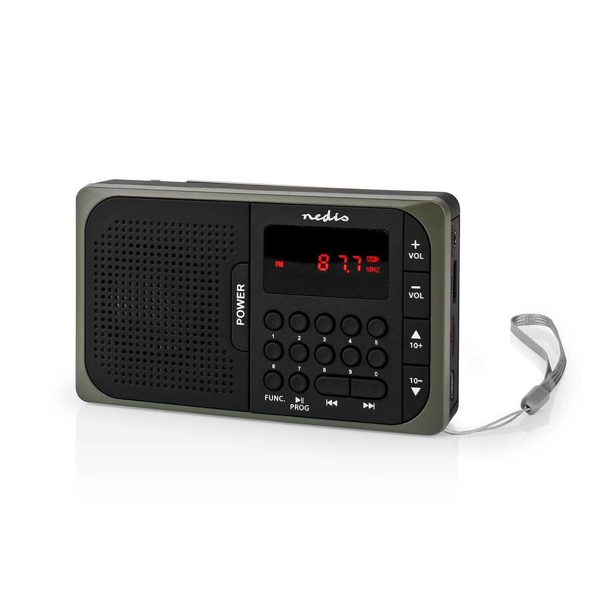 FM Radio | Portable design | FM | Battery operated / Power adapter | Digital | 3.6 W| Screen Size: 2.0 " | Black White Screen | Headphone Jack | Gray / Black