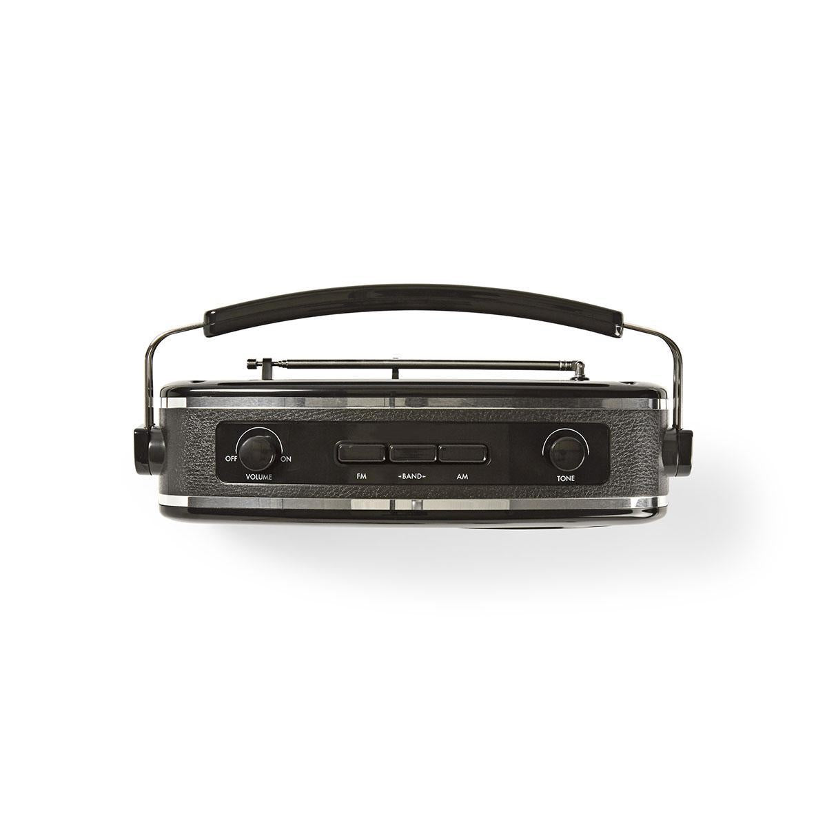 FM Radio | Table Design | AM / FM | Battery operated / Power adapter | Analog | 4.5 W| Carrying handle | Black
