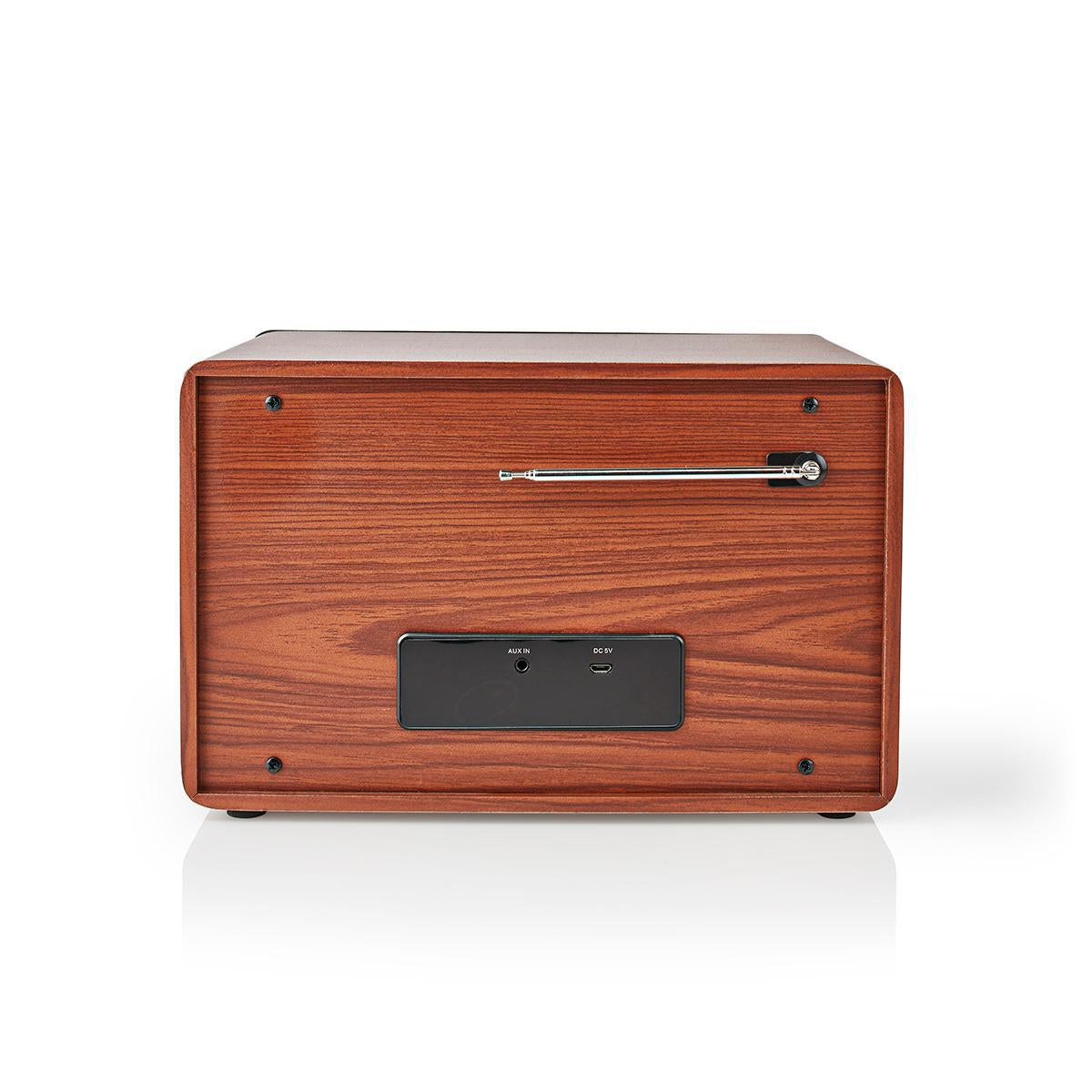 FM Radio | Table Design | AM / FM | Battery powered / USB power | Digital | 12 W| Screen Size: 1.6 " | Black Blue Screen | Bluetooth® | Alarm Clock | Brown / Black