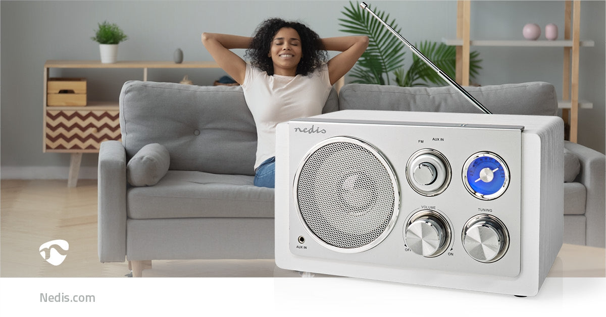 FM Radio | Table Design | FM | Power adapter | Analog | 15 W| Bluetooth® | White