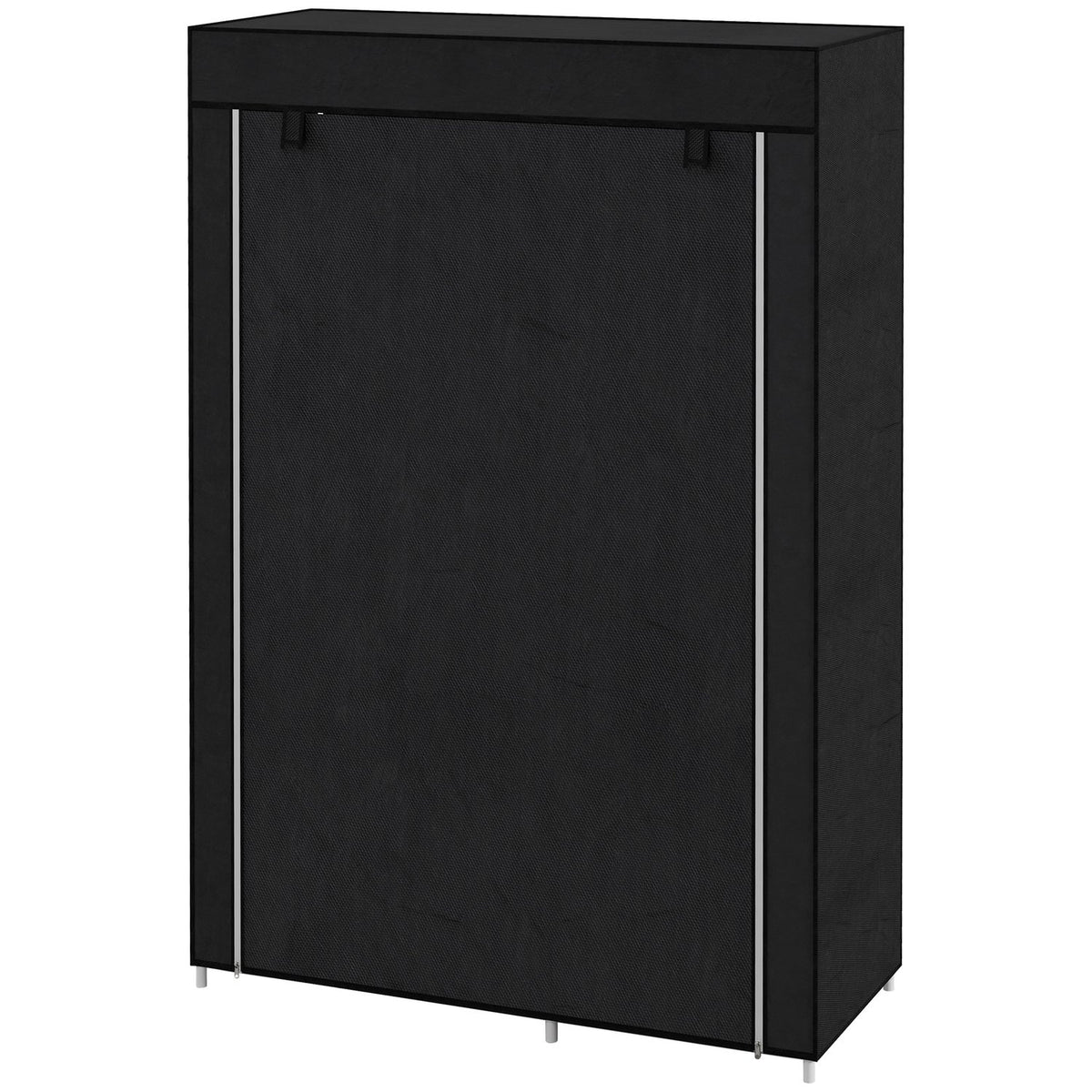 Fabric Wardrobe 6 Compartments Fleece Look Folding Wardrobe Black 103X43X162.5Cm