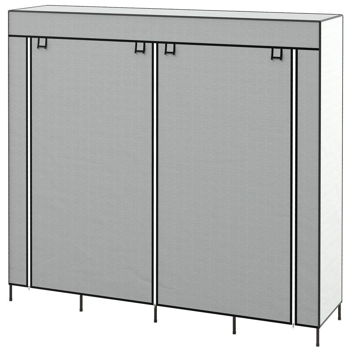 Fabric Wardrobe With Clothes Rail, 10 Compartments, 4 Drawers, Wardrobe In Fleece Look, Dark Grey