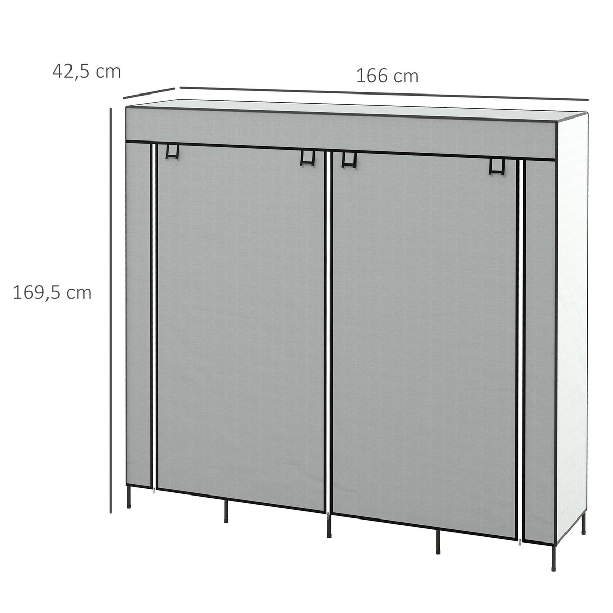 Fabric Wardrobe With Clothes Rail, 10 Compartments, 4 Drawers, Wardrobe In Fleece Look, Dark Grey