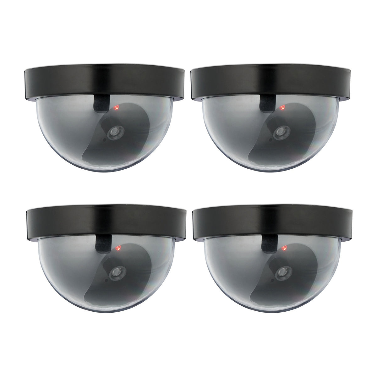 Fake Security Dome Cameras, LED, Indoor/Outdoor, 4-Pack