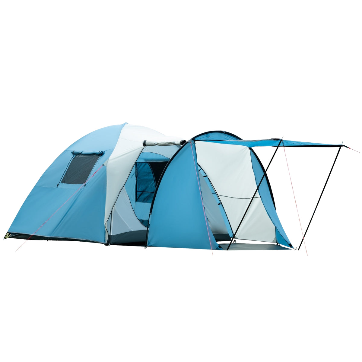 Family Tent For 3 People, Camping Tent With Bedroom & Vestibule, Group Tent With Carry Bag, 2000 Mm Water Column, Groundsheet, Blue