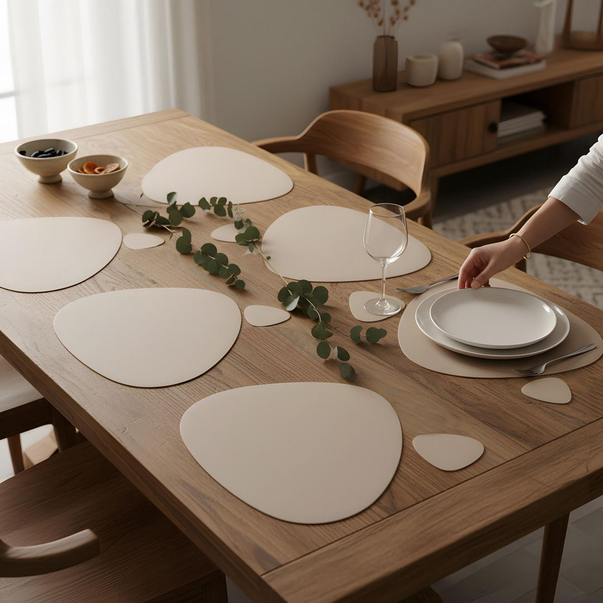 Faux Leather Placemats & Coasters Set, Reversible, 6-Pack