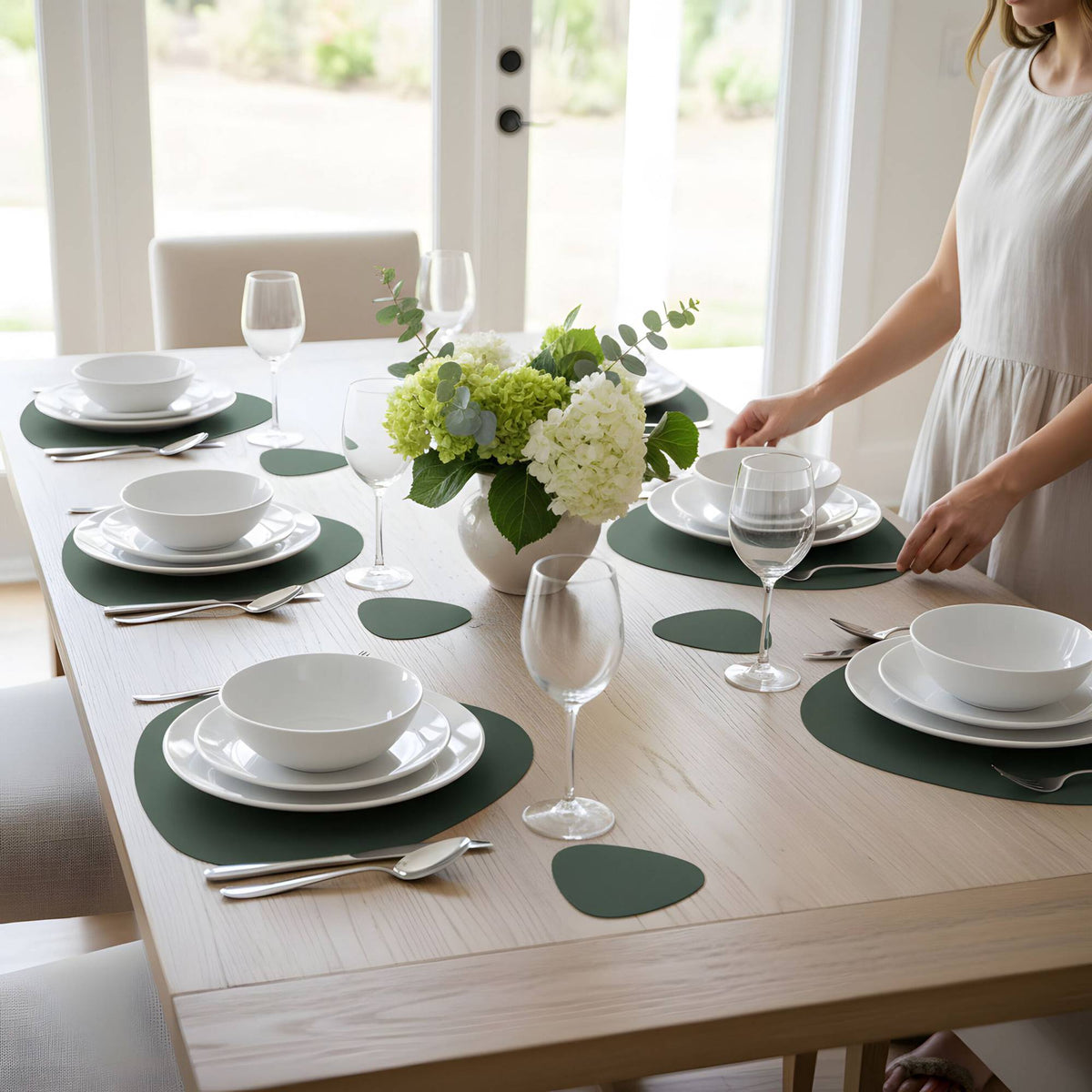 Faux Leather Placemats & Coasters Set, Reversible, 6-Pack