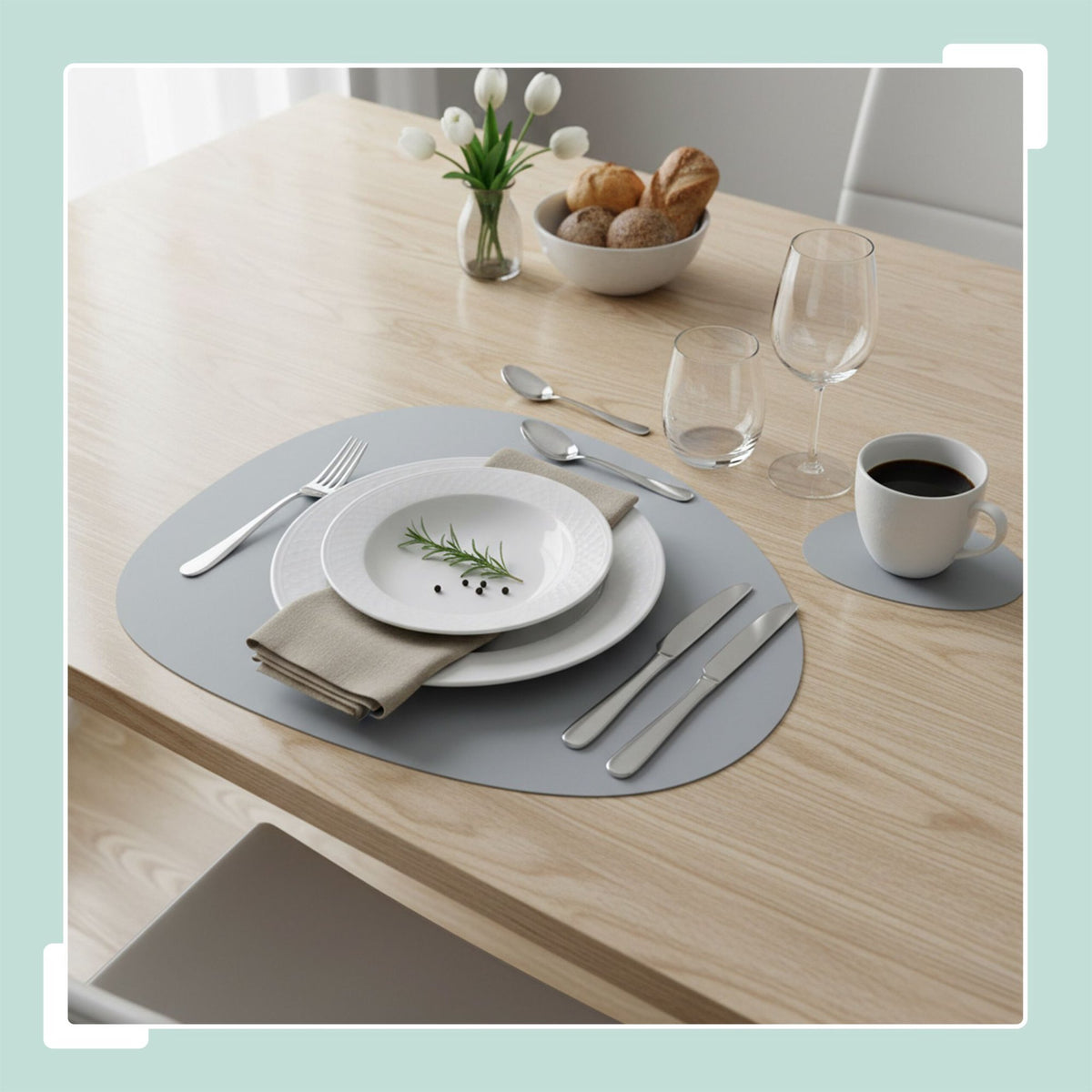 Faux Leather Placemats & Coasters Set, Reversible, 6-Pack