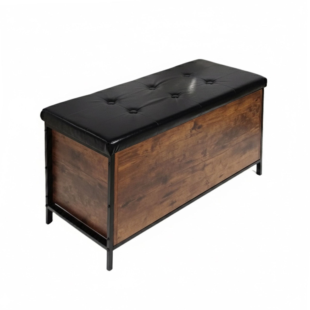 Faux Leather Storage Bench with Padded Seat