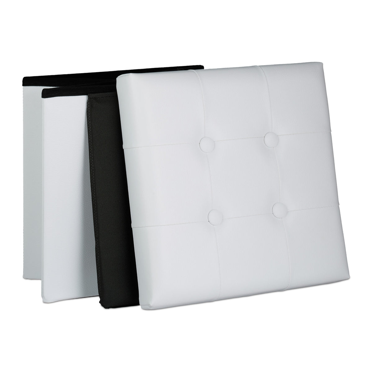 Faux Leather Storage Ottoman, Foldable Seat