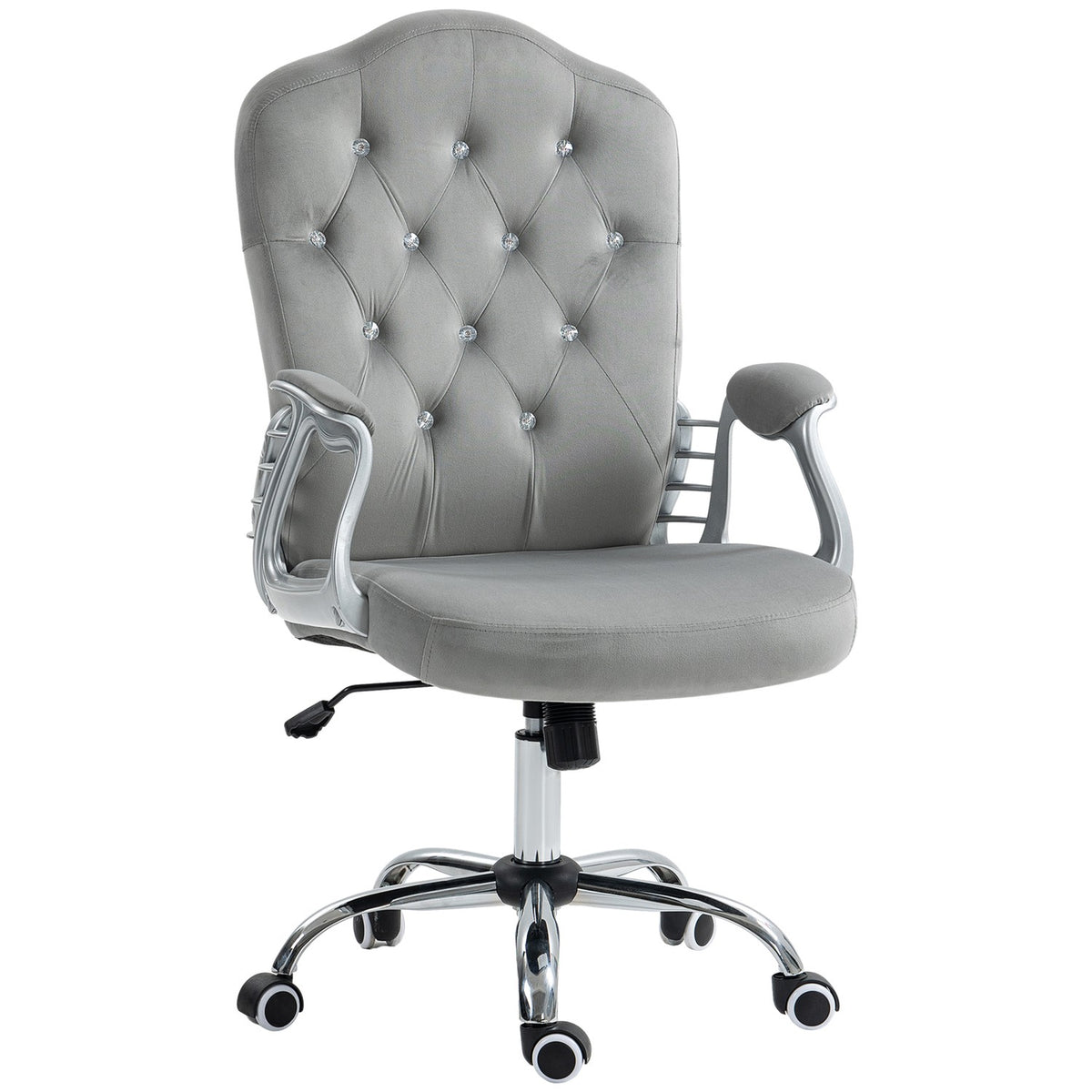 Faux leather office chair, ergonomic desk chair with rocker function, 360° rotatable, height adjustable, up to 120 kg, light gray