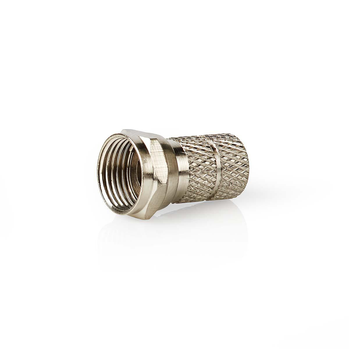 F connector | Straight | Male | Nickel Plated | 75 Ohm | Twist-On | Cable input diameter: 5.5 mm | Zinc Alloy | Silver | 5 pcs. | Box