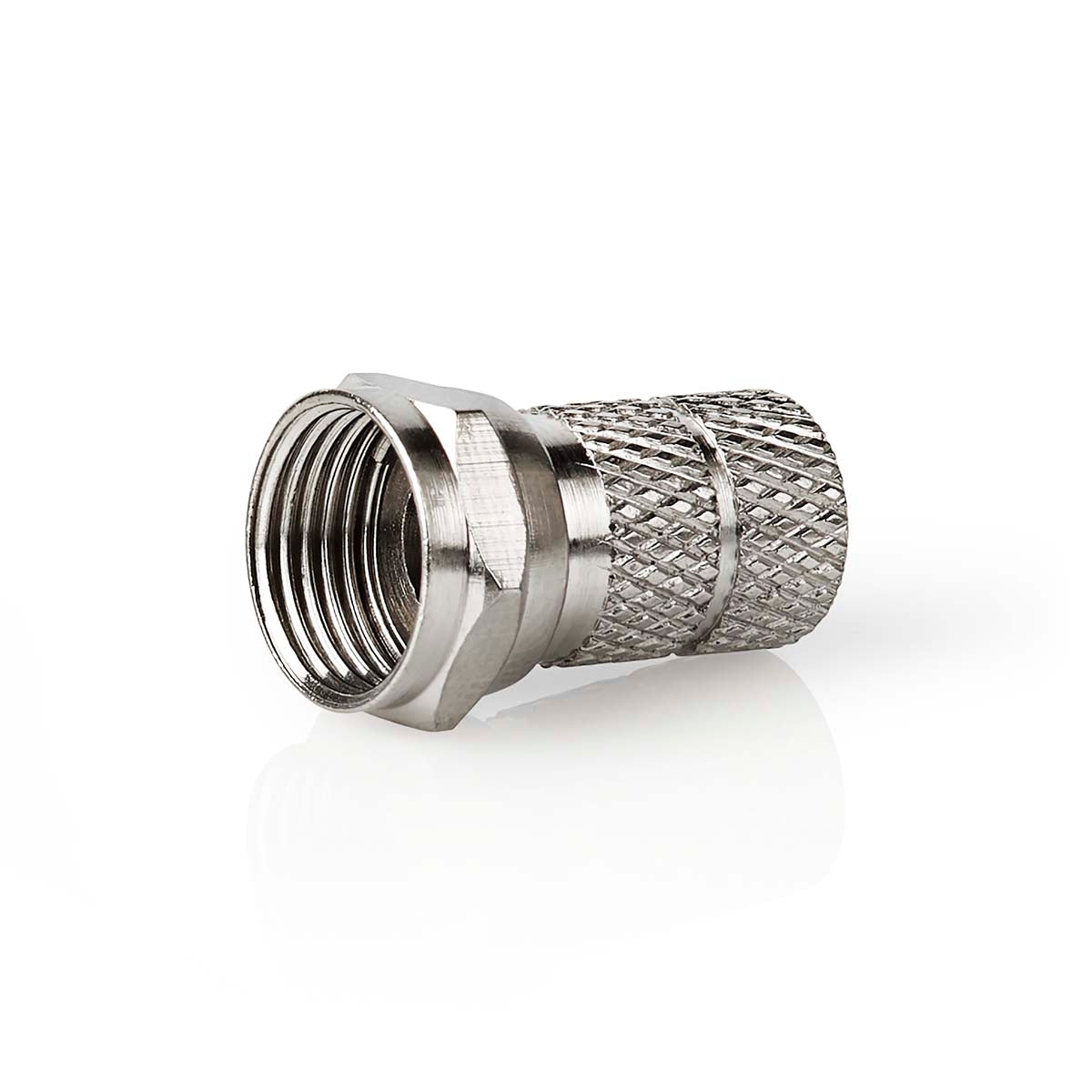 F connector | Straight | Male | Nickel Plated | 75 Ohm | Twist-On | Cable input diameter: 7.0 mm | Zinc Alloy | Silver | 5 pcs. | Box
