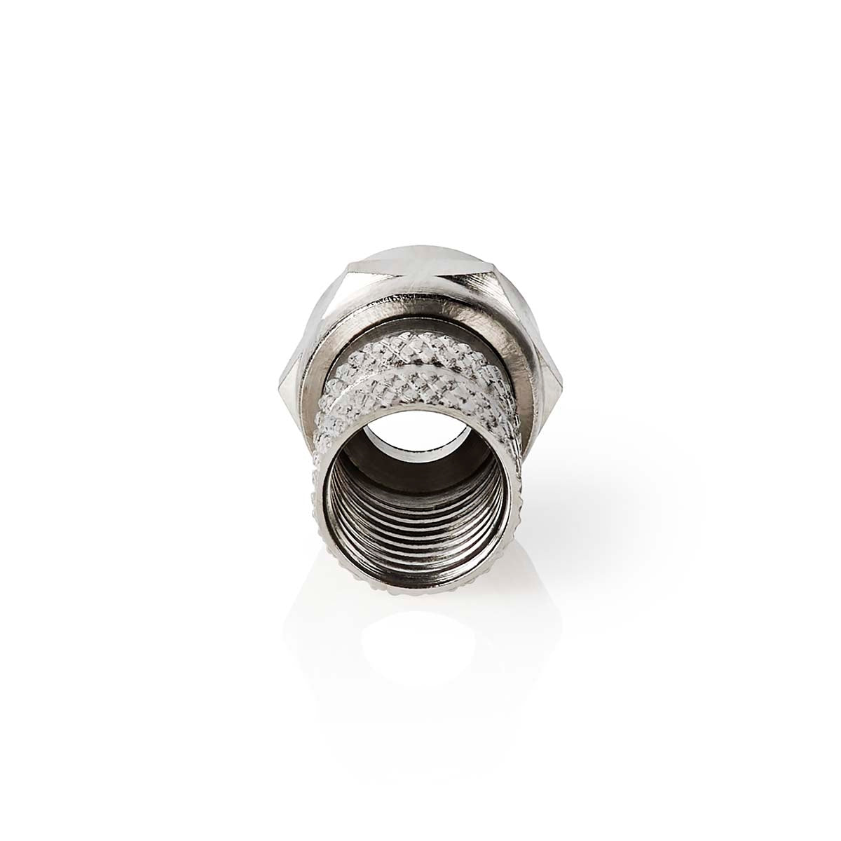 F connector | Straight | Male | Nickel Plated | 75 Ohm | Twist-On | Cable input diameter: 7.0 mm | Zinc Alloy | Silver | 5 pcs. | Box