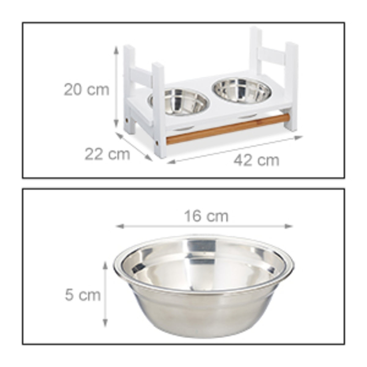 Feeding station with 2 bowls
