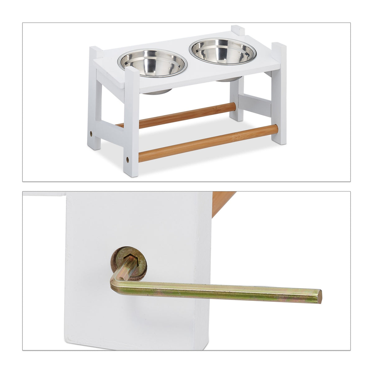 Feeding station with 2 bowls