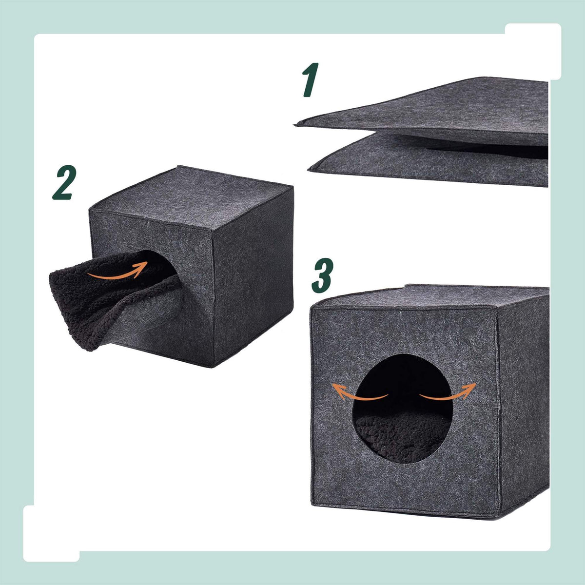 Felt Cat Cave Cube, Foldable Shelf Insert With Cushion