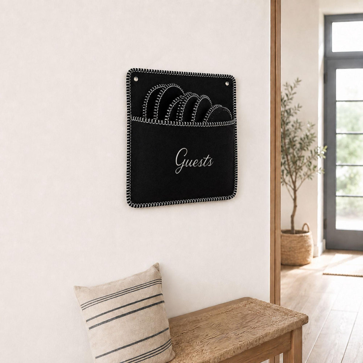 Felt Guest Slippers Set, 6 Pairs with Storage Bag