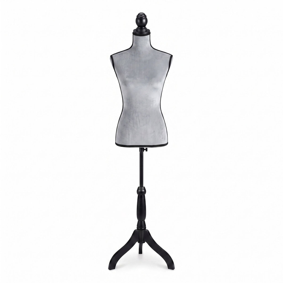 Female Dress Form 36/38 Velvet, Light Grey, Adjustable Stand