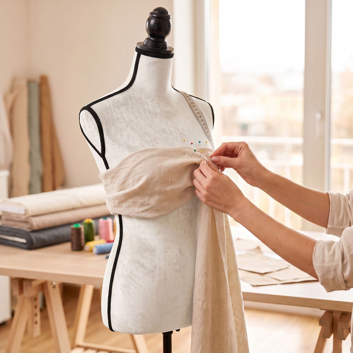 Female Dress Form, Adjustable Velvet Mannequin - White