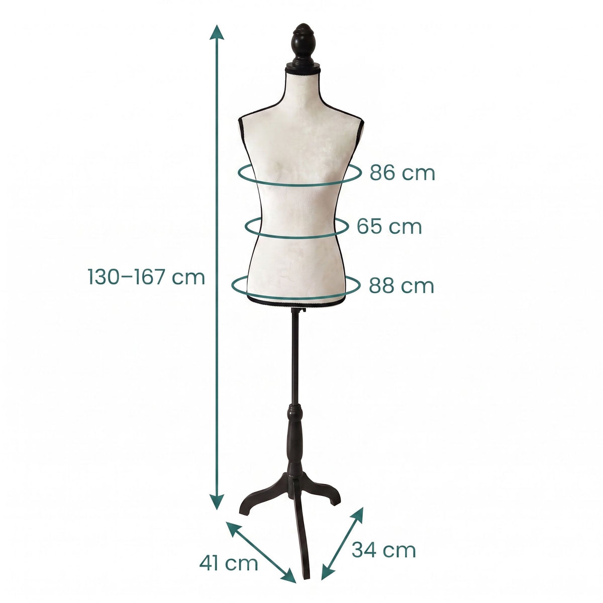 Female Dress Form, Adjustable Velvet Mannequin - White