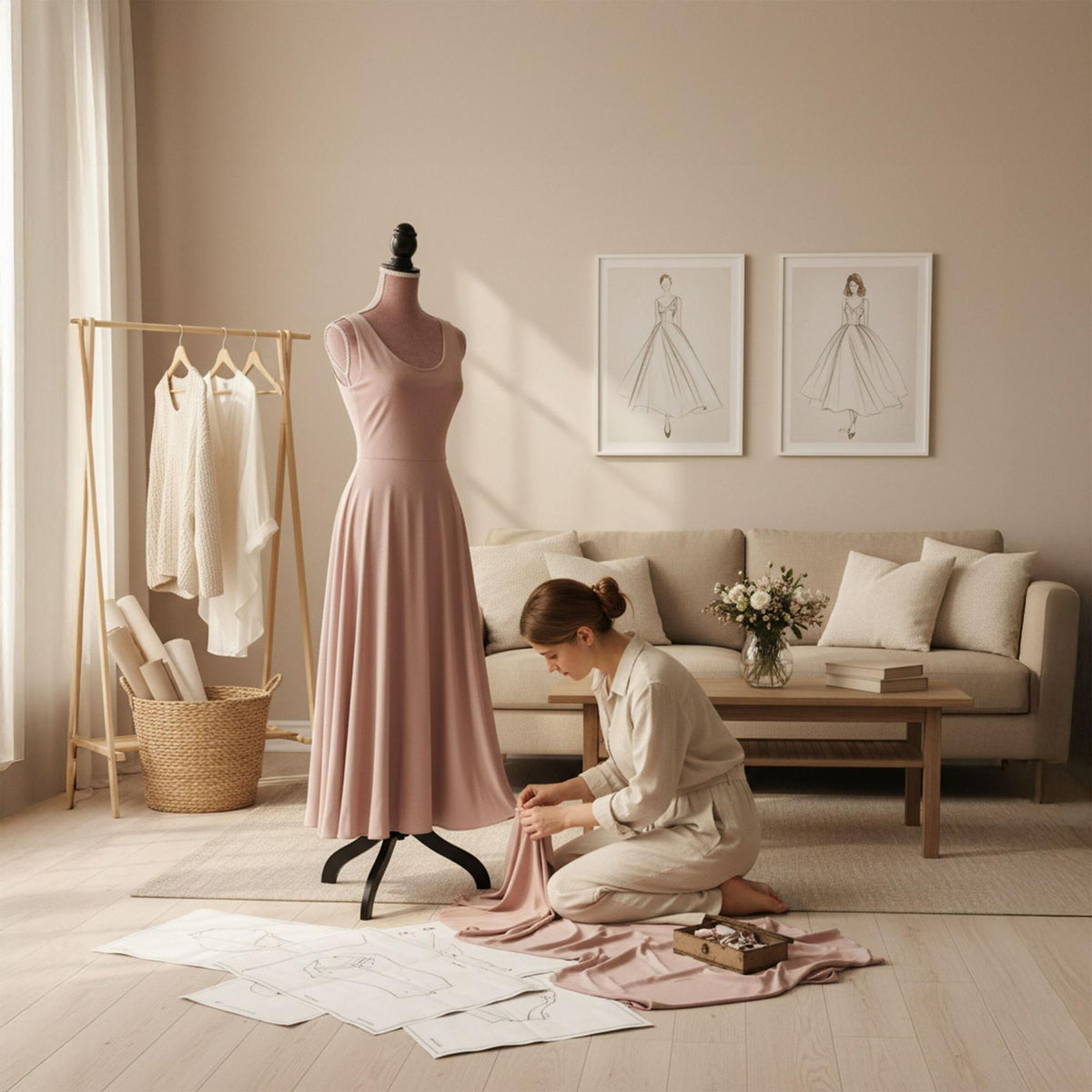 Female Dress Form, Velvet, Adjustable 36/38
