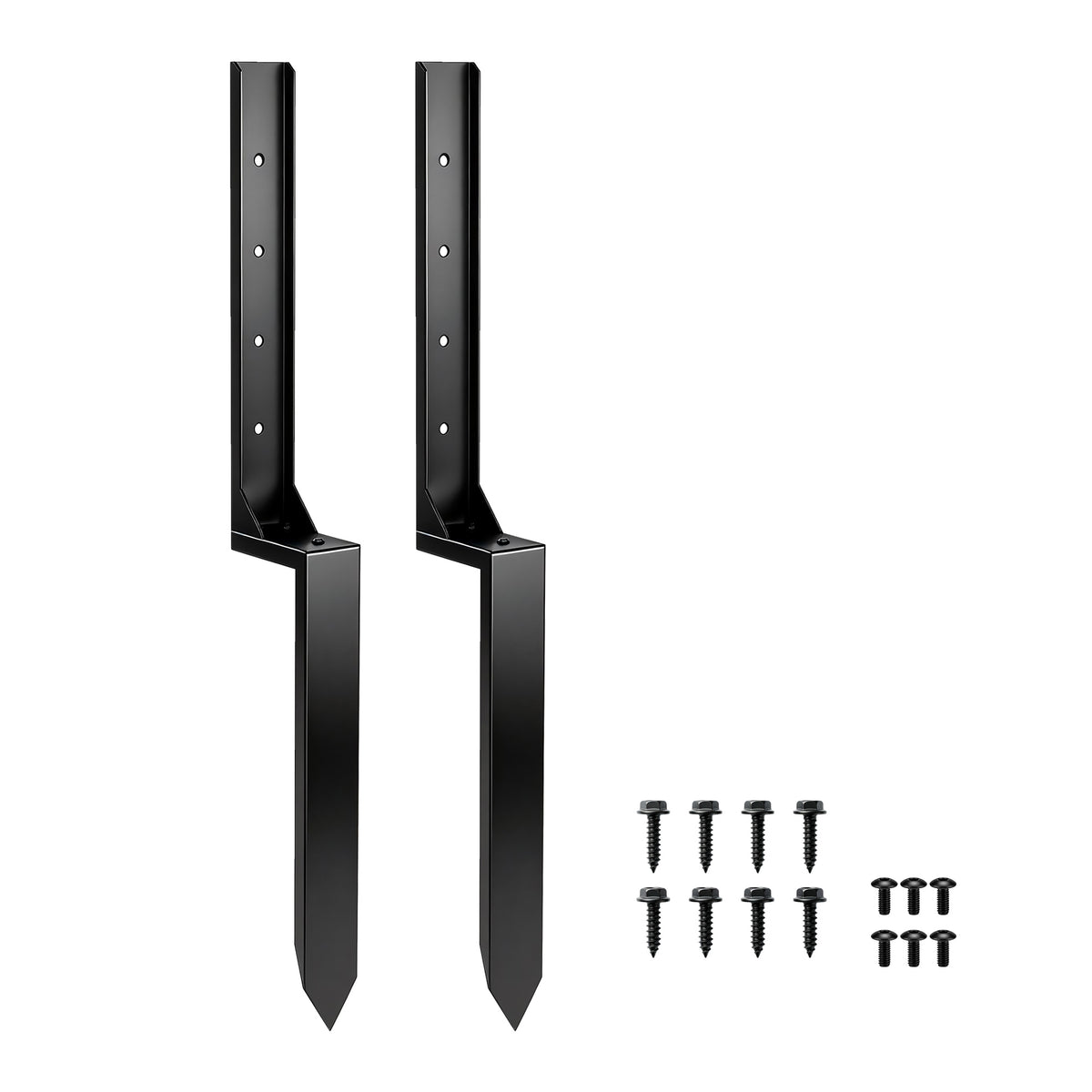 Fence Post Repair Kit, 2-Pack with Drill and Screws, Black