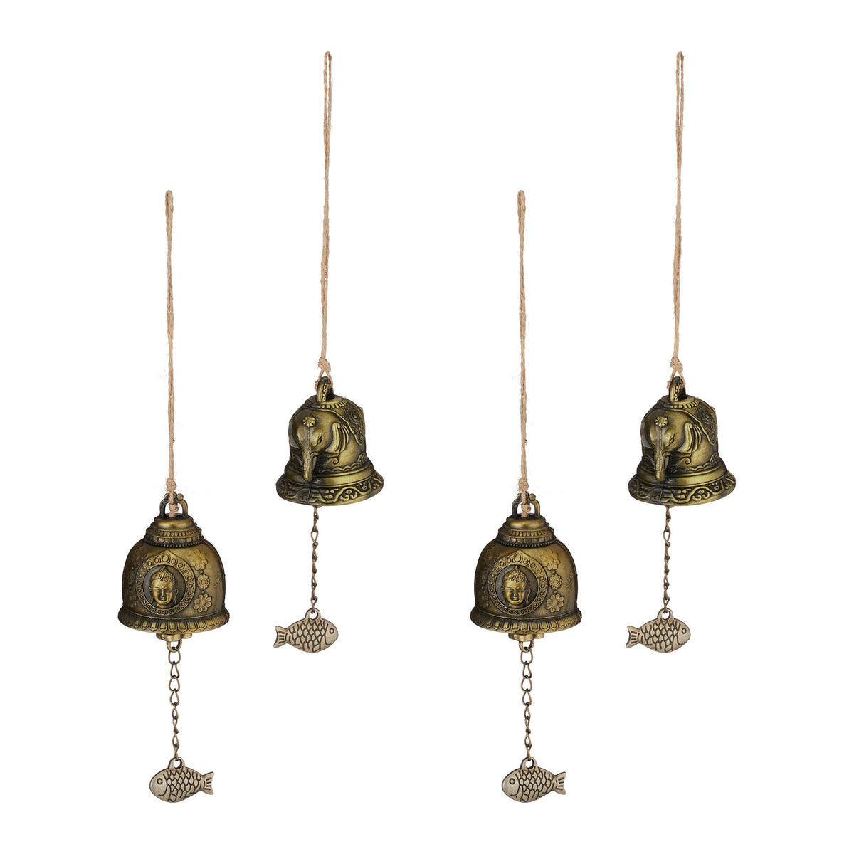 Feng Shui Wind Chimes, 4x Set with Bells