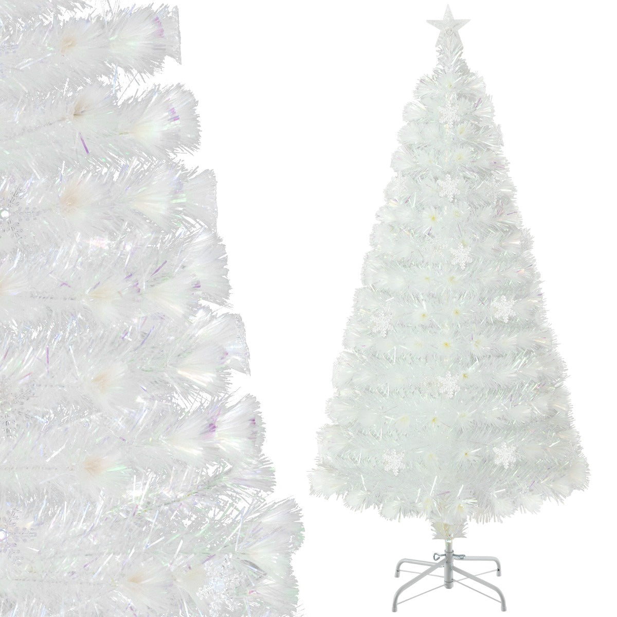 Fiber Optic Christmas Tree 120 cm, LED Lights, Star Top