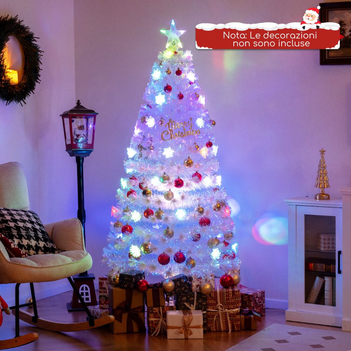 Fiber Optic Christmas Tree 180cm, LED Snowflakes, Star