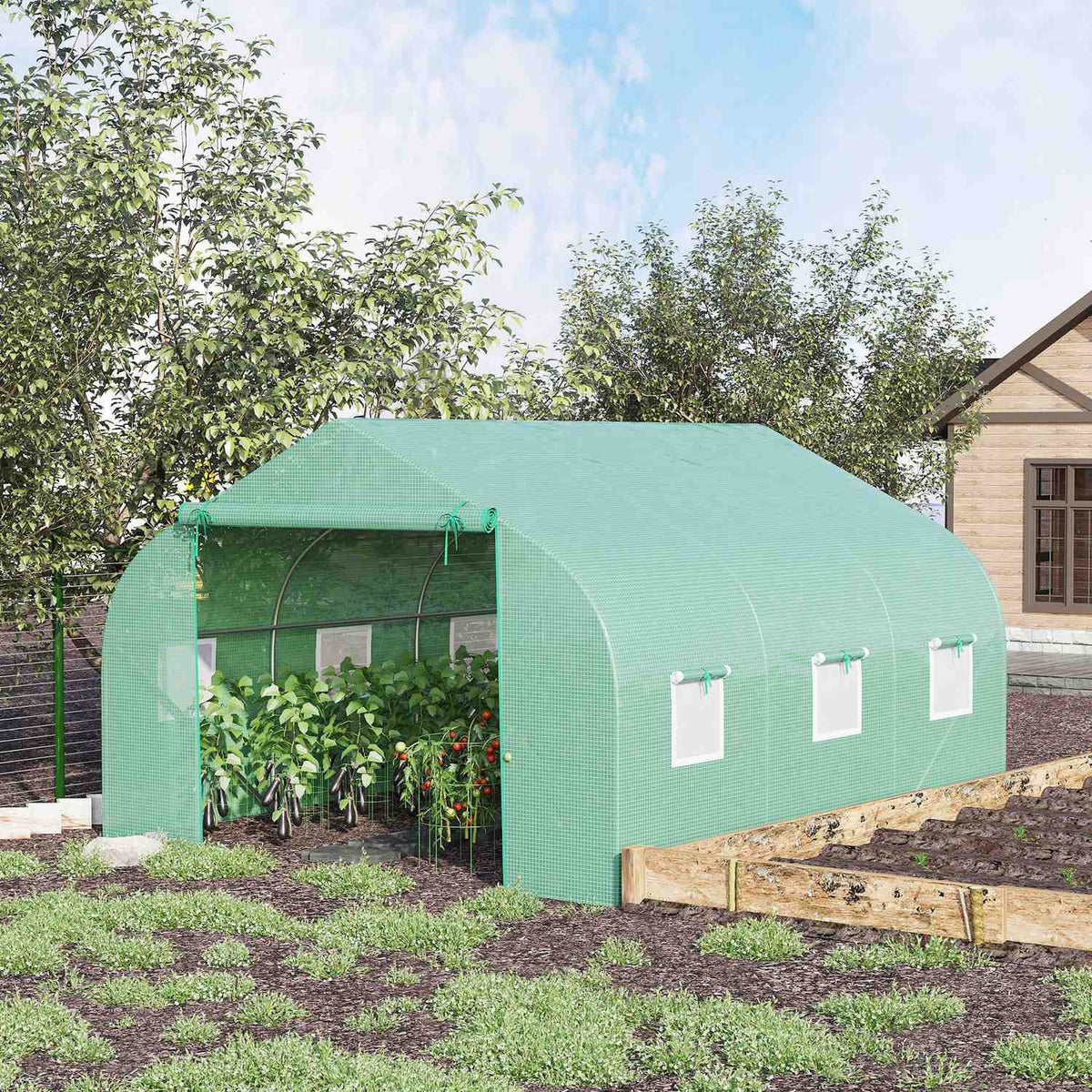 Film Greenhouse Film Greenhouse Greenhouse Cold Frame Plant House Tomato House Gable Roof 350 × 300W × 200H Cm