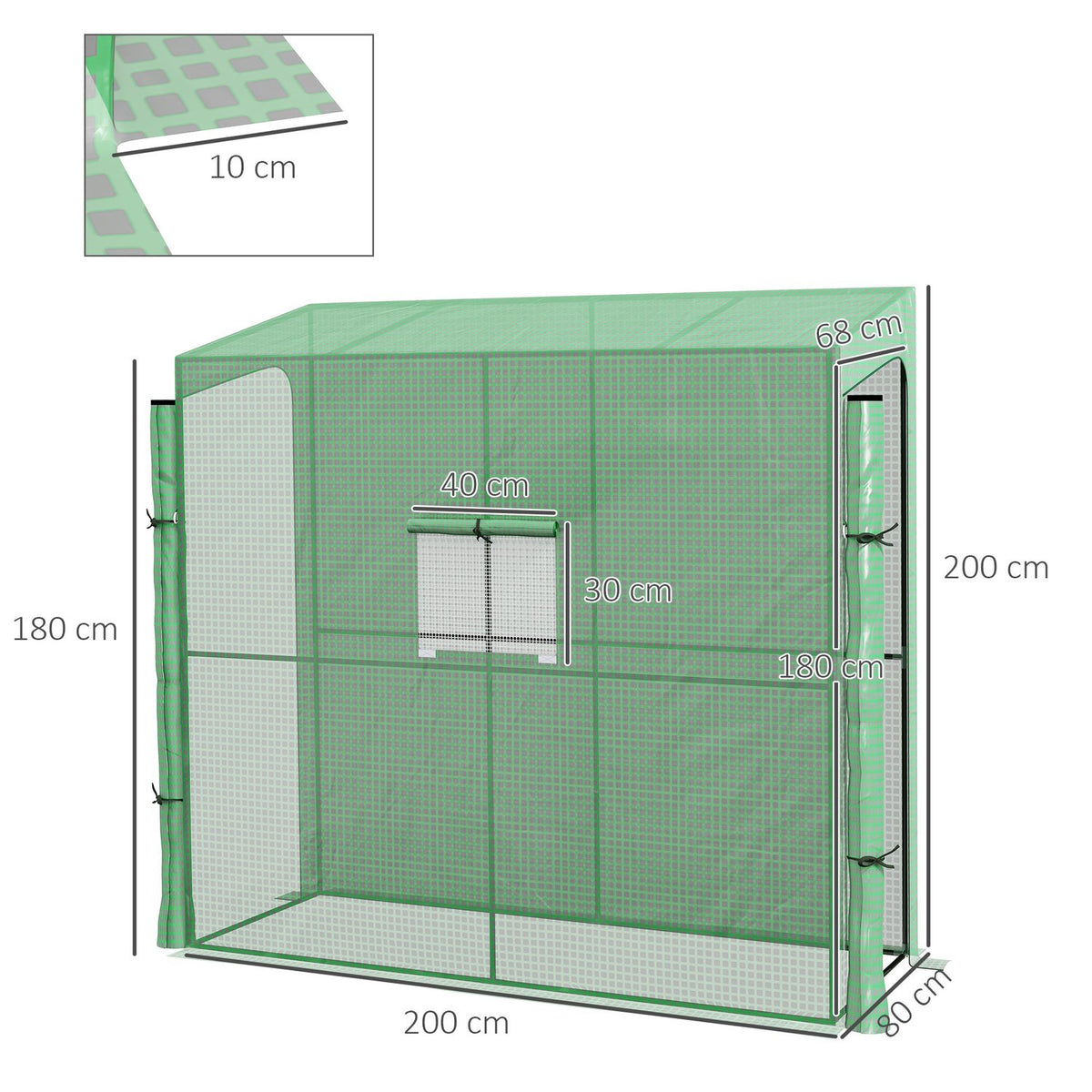 Film Greenhouse, Greenhouse, Greenhouse with Two Doors, Windproof Tomato House with Side Window, UV Protection for Garden, PE, Green