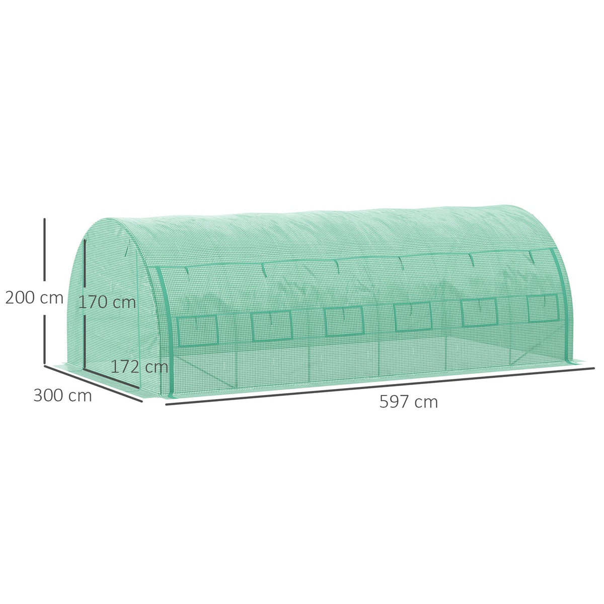 Film Greenhouse Polytunnel 6X3X2M Walkable, Uv Protection, Roll-Up Covers, Steel Tube, Green