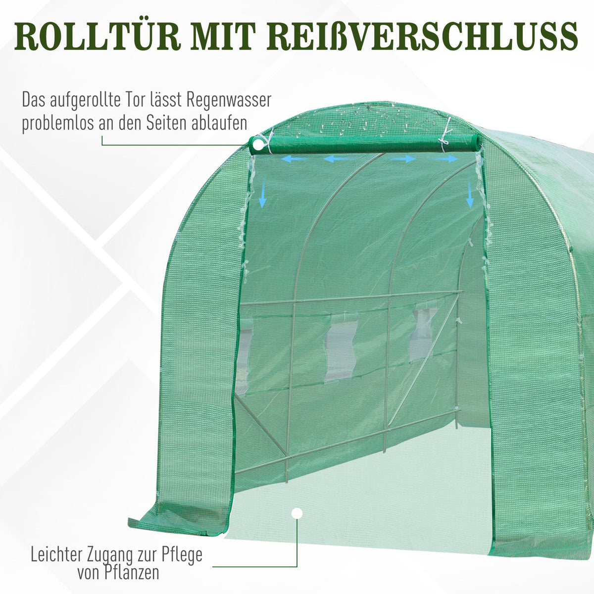 Film Greenhouse Tomato Greenhouse With Window, Greenhouse Film Tunnel, Green, 445X190X200Cm