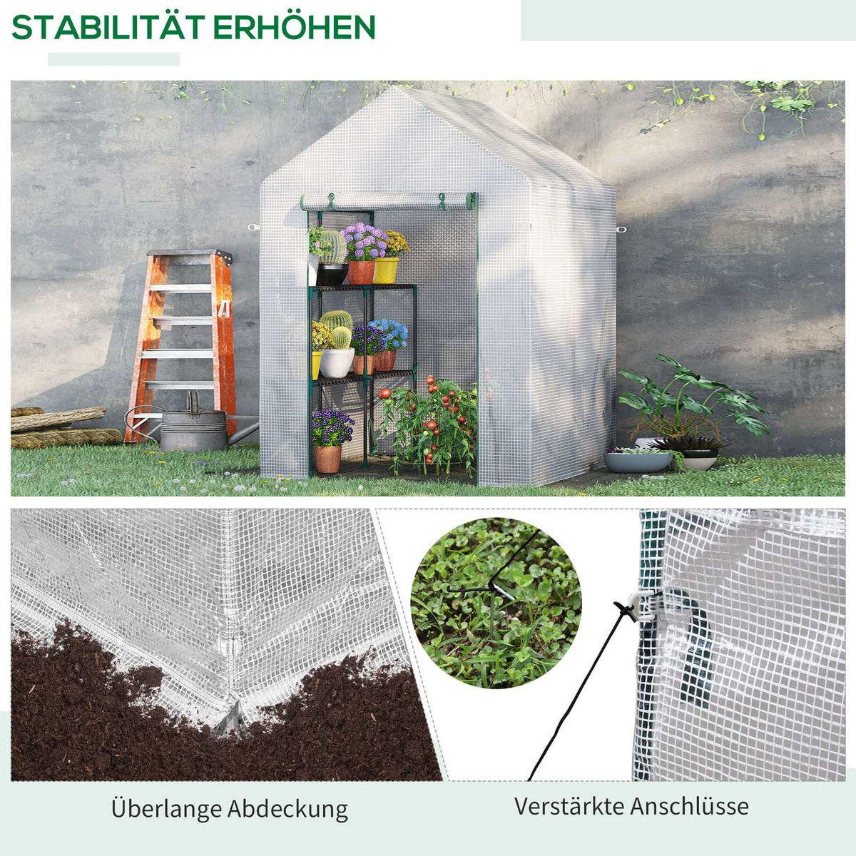 Film Greenhouse Walk-In Greenhouse With 4 Shelf Levels Tomato Greenhouse Greenhouse Cold Frame White Steel Pe Plastic 143X143X195Cm
