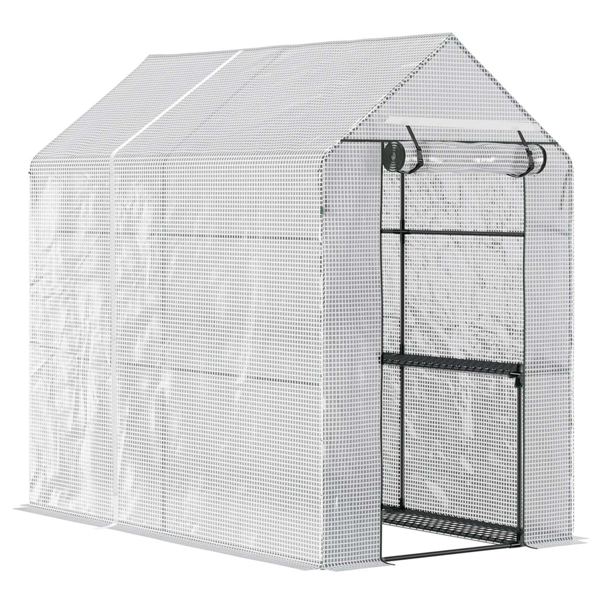 Film Greenhouse Walk-In Greenhouse With 4 Shelf Levels Tomato Greenhouse Greenhouse Cold Frame With Door Green Steel Pe 120 X 186 X 190 Cm