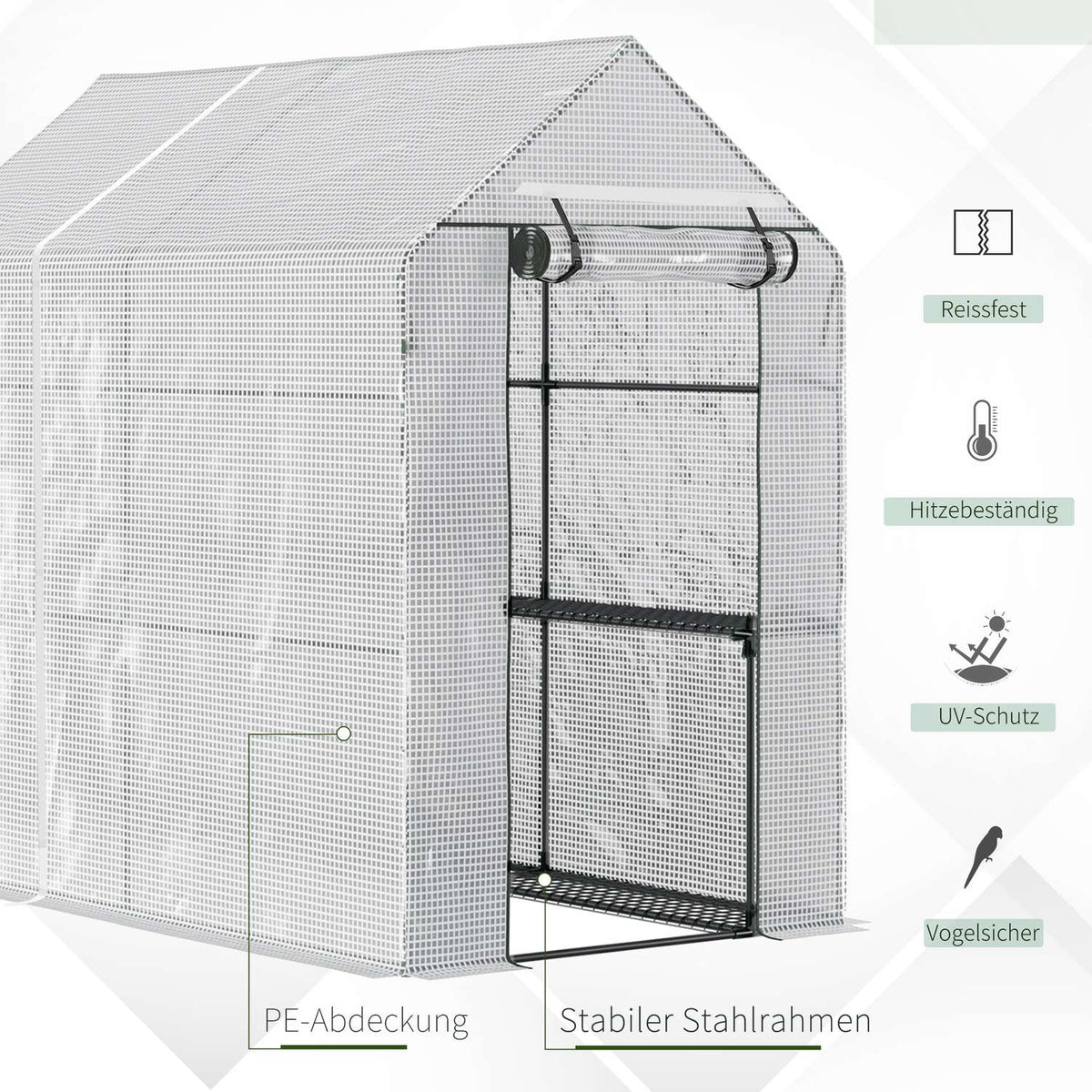 Film Greenhouse Walk-In Greenhouse With 4 Shelf Levels Tomato Greenhouse Greenhouse Cold Frame With Door Green Steel Pe 120 X 186 X 190 Cm