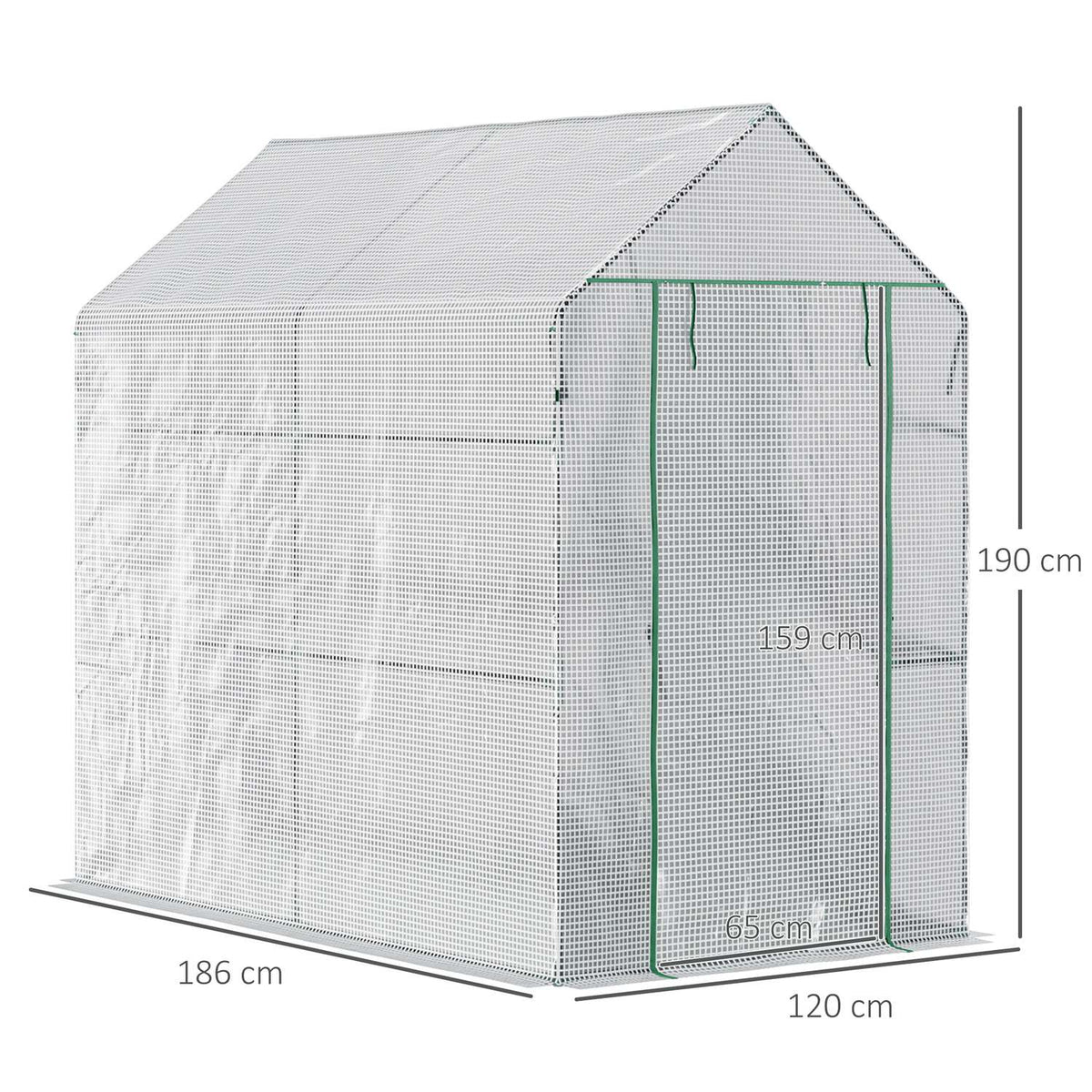 Film Greenhouse Walk-In Greenhouse With 4 Shelf Levels Tomato Greenhouse Greenhouse Cold Frame With Door Green Steel Pe 120 X 186 X 190 Cm