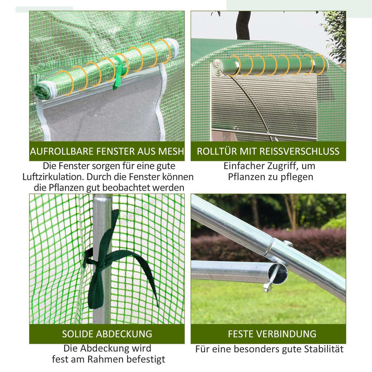 Film Greenhouse Walk-In Polytunnel 6 X 3 M Greenhouse With 8 Windows Greenhouse Frost Protection Steel Tube Dark Green
