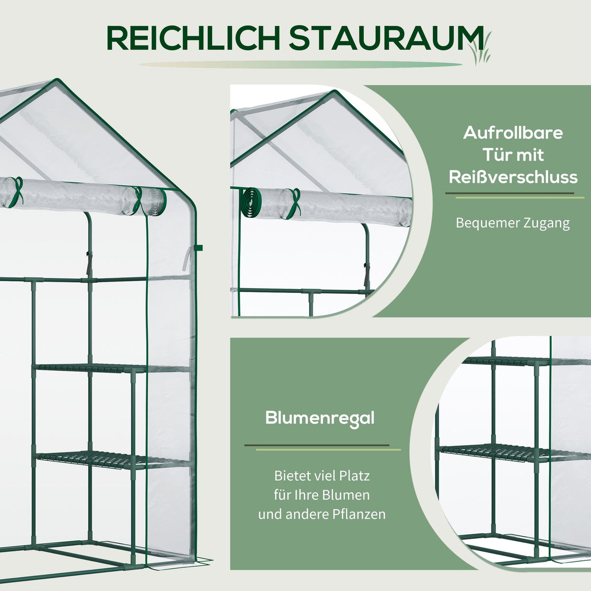 Film Greenhouse Walk-In Tomato Greenhouse With 6 Shelves, 142X73X195Cm, Transparent