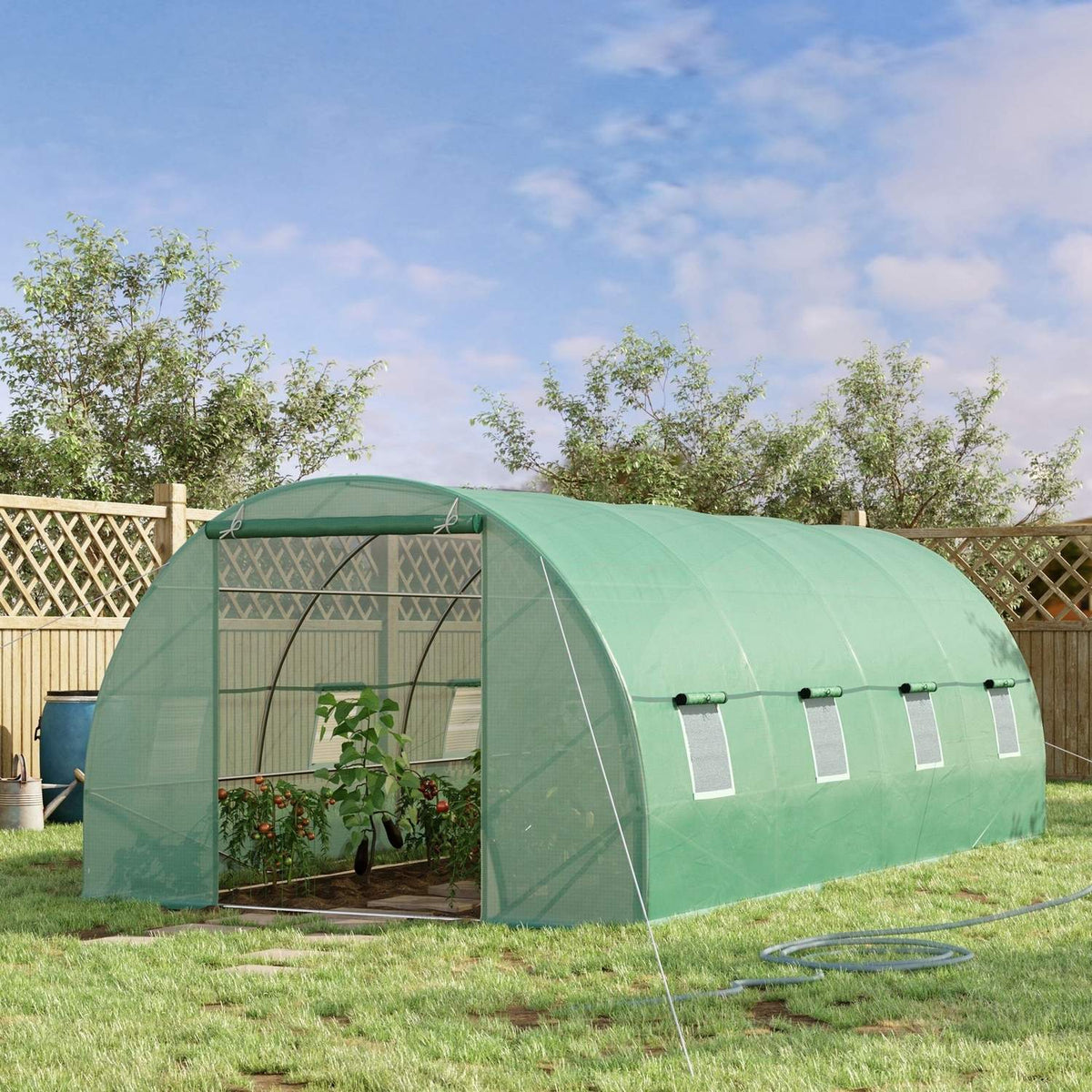 Film greenhouse tomato greenhouse with window, greenhouse film tunnel, green, 590x300x200cm