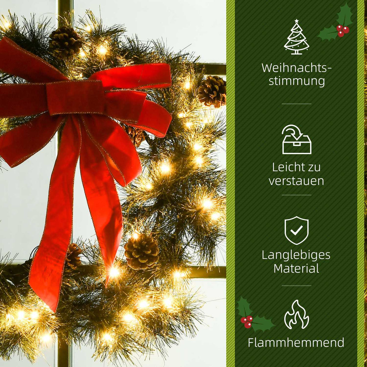 Fir Wreath Door Wreath Christmas Wreath Back With Hanging Eyelet Pe Green Ø60 X 10 Cm