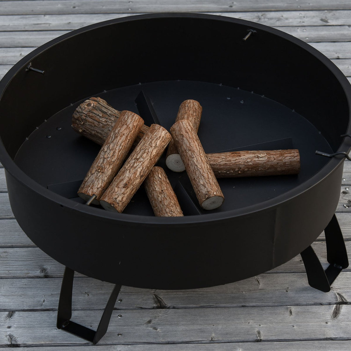 Fire Bowl 2-In-1 Fire Basket With Spark Guard & Grill Grate, Garden Bbq, Black, Ø76X49.5H Cm