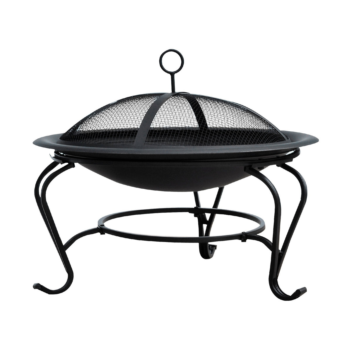 Fire Bowl Fire Pit & Fire Basket For Wood, Charcoal With Spark Guard, Garden, Black, 70.5X70.5X40Cm