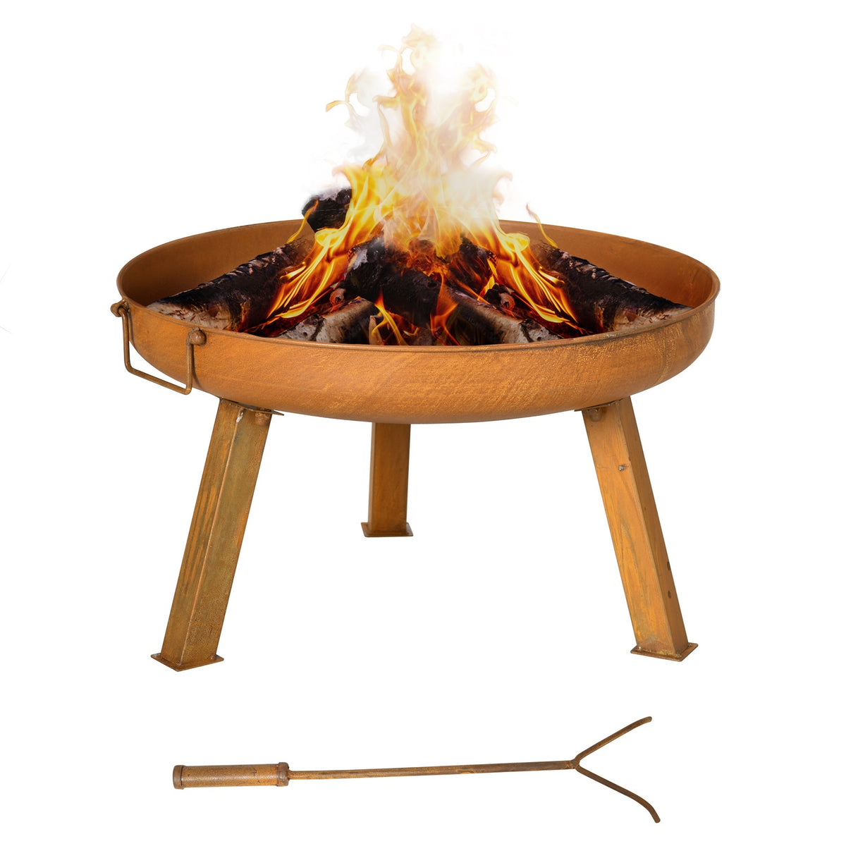 Fire Bowl Garden Fire Basket Iron Rust Brown 71X60X36Cm Poker