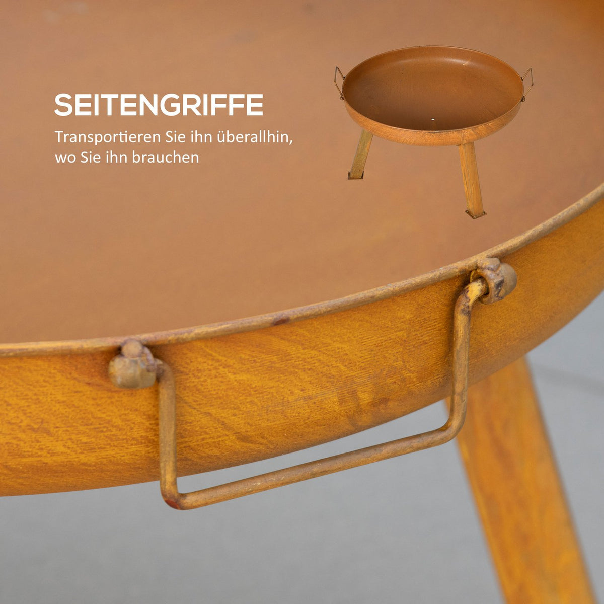 Fire Bowl Garden Fire Basket Iron Rust Brown 71X60X36Cm Poker