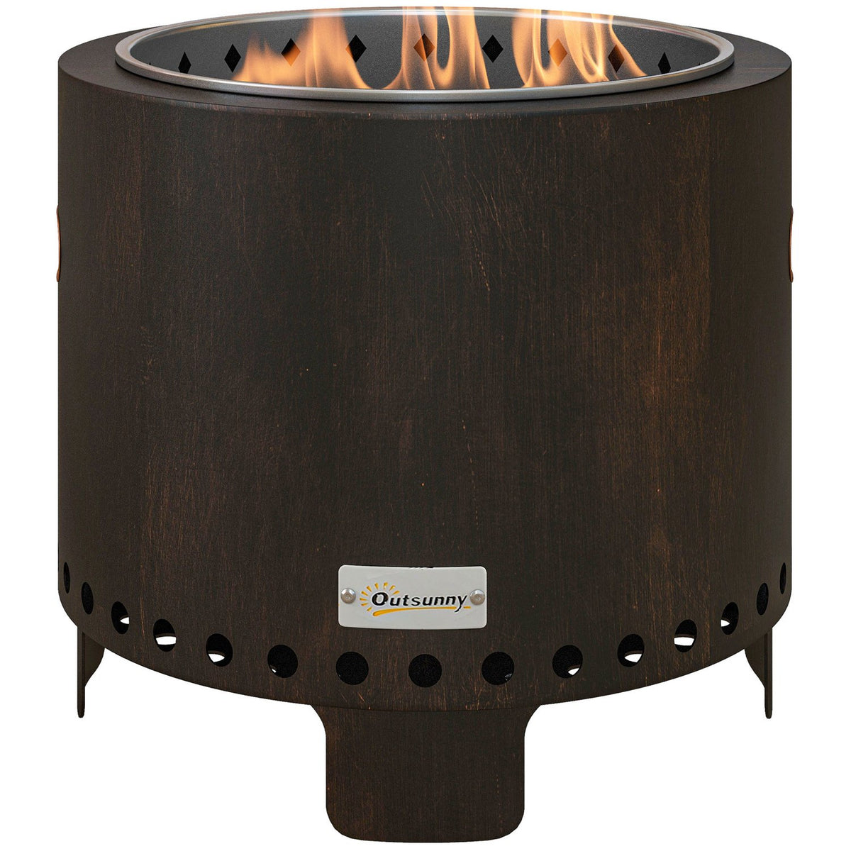 Fire Bowl Smokeless Table Fire Pit Ø45 Cm With Handle & Poker, Ideal For Garden & Camping, Metal, Black
