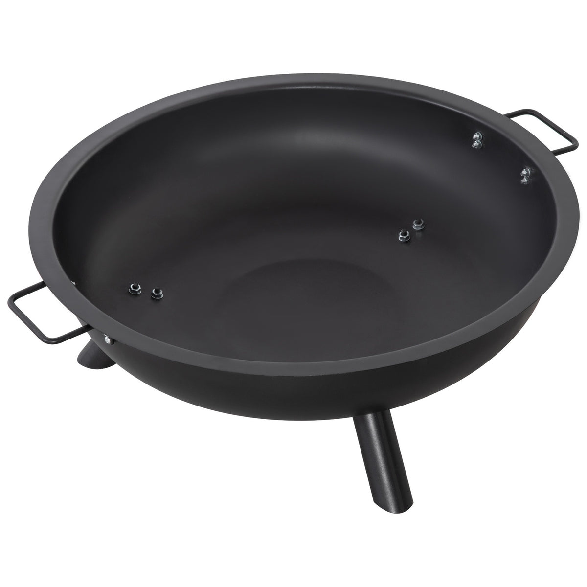 Fire Bowl With Poker, Round Fire Basket, Fire Pit For Garden, Camping, Bbq, Steel, Black, 79X69X25.5Cm