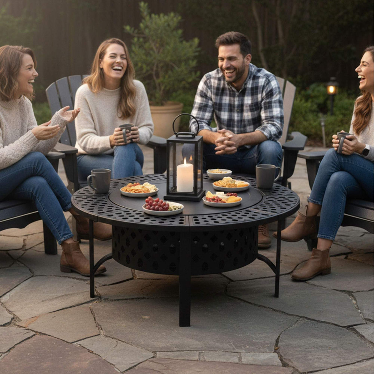 Fire Bowl with 2 Adjustable Swivel Grates